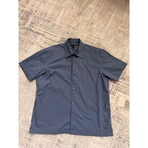 Banana Republic Men's Short Sleeve Stretch Button Up Grayish Blue Shirt Size L